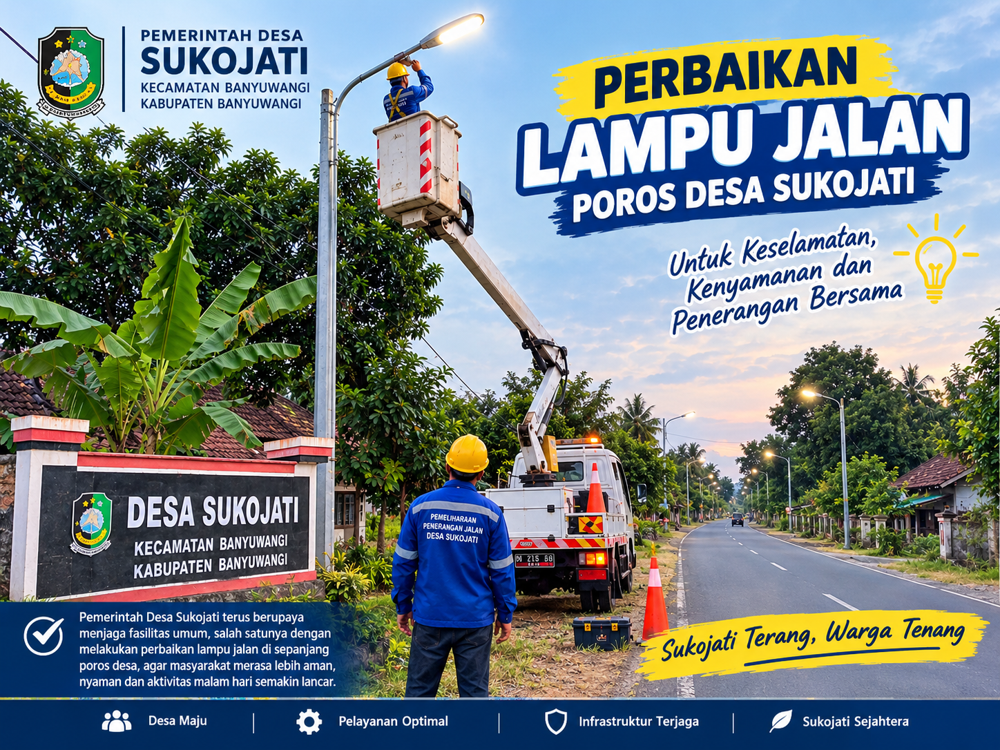 PEMERINTAH DESA SUKOJATI PERBAIKI LAMPU JALAN UTAMA UNTUK TINGKATKAN KEAMANAN DAN COMFORT WARGA